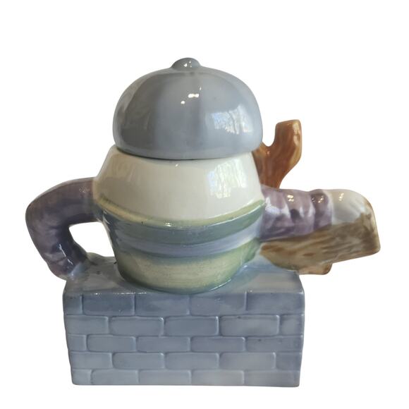 Vintage Feitx Humpty Dumpty Ceramic Teapot on Wall 7" Tall Hand Painted - Picture 3 of 16